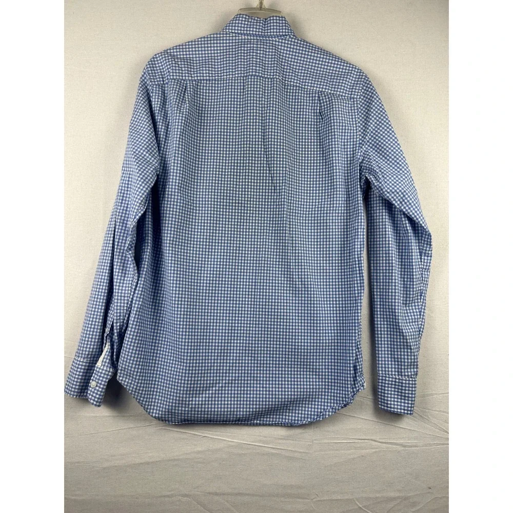 J.Crew Mens Classic Fit Gingham Button Down Shirt Blue White Cotton C0641 Size S